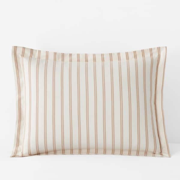 The Company Store Narrow Stripe T200 Yarn Dyed Gold Cotton Percale King Sham