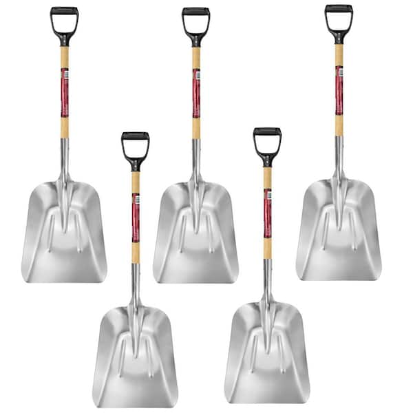28 in. D-Grip Short Wood Handle Aluminum Scoop Shovel (5-Count)