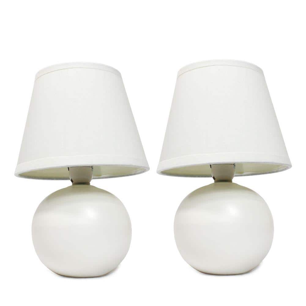 Off-White Mini Ceramic Globe Table Lamp Set for Kids