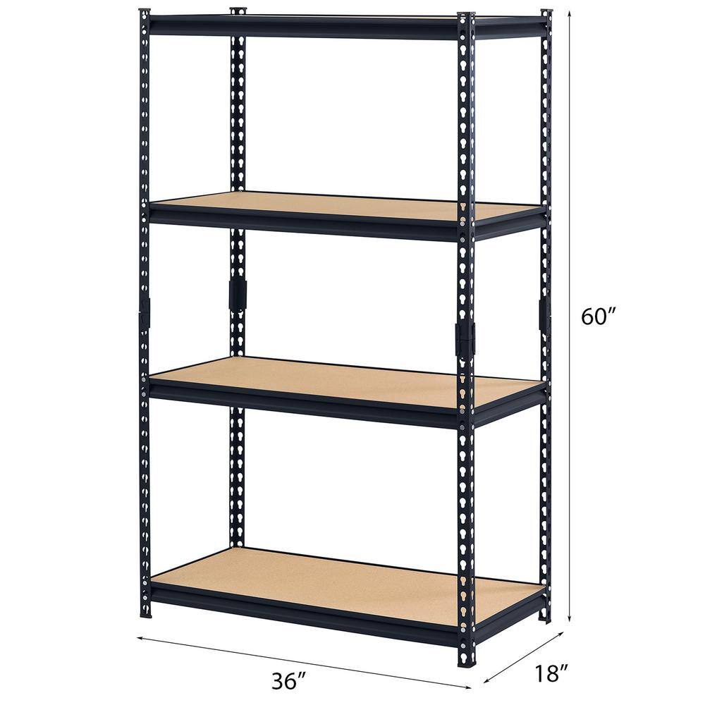 60-Inch Black Steel 4-Shelf Adjustable Storage Unit