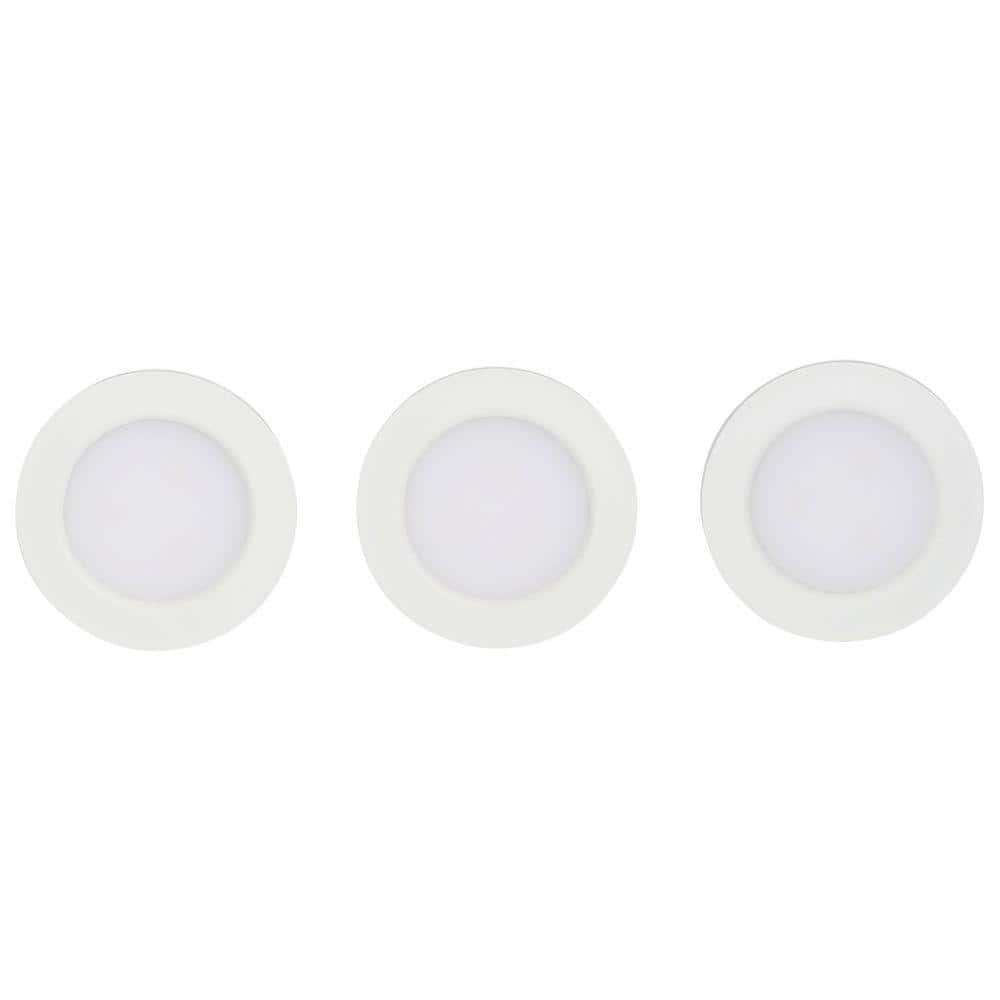 Commercial Electric 3-Light White LED Puck Light Kit 21353NVKIT-WH