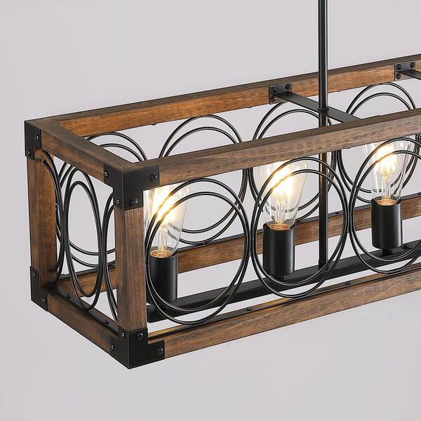Black Drum Modern 6-Light in. 17.7 PUDO シェルフ chandelier Chandelier High with 棚・シェルフ・ラック
