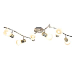 4 ft. 6-Light ‎Nickel Flexible ‎Hard Wired Ceiling Mounted Track Lighting Kit with Step Head