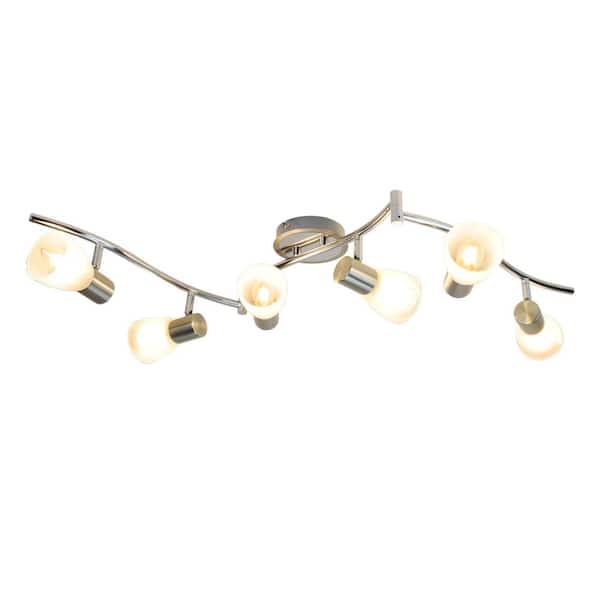 Depuley 4 ft. 6-Light ‎Nickel Flexible ‎Hard Wired Ceiling Mounted Track Lighting Kit with Step Head