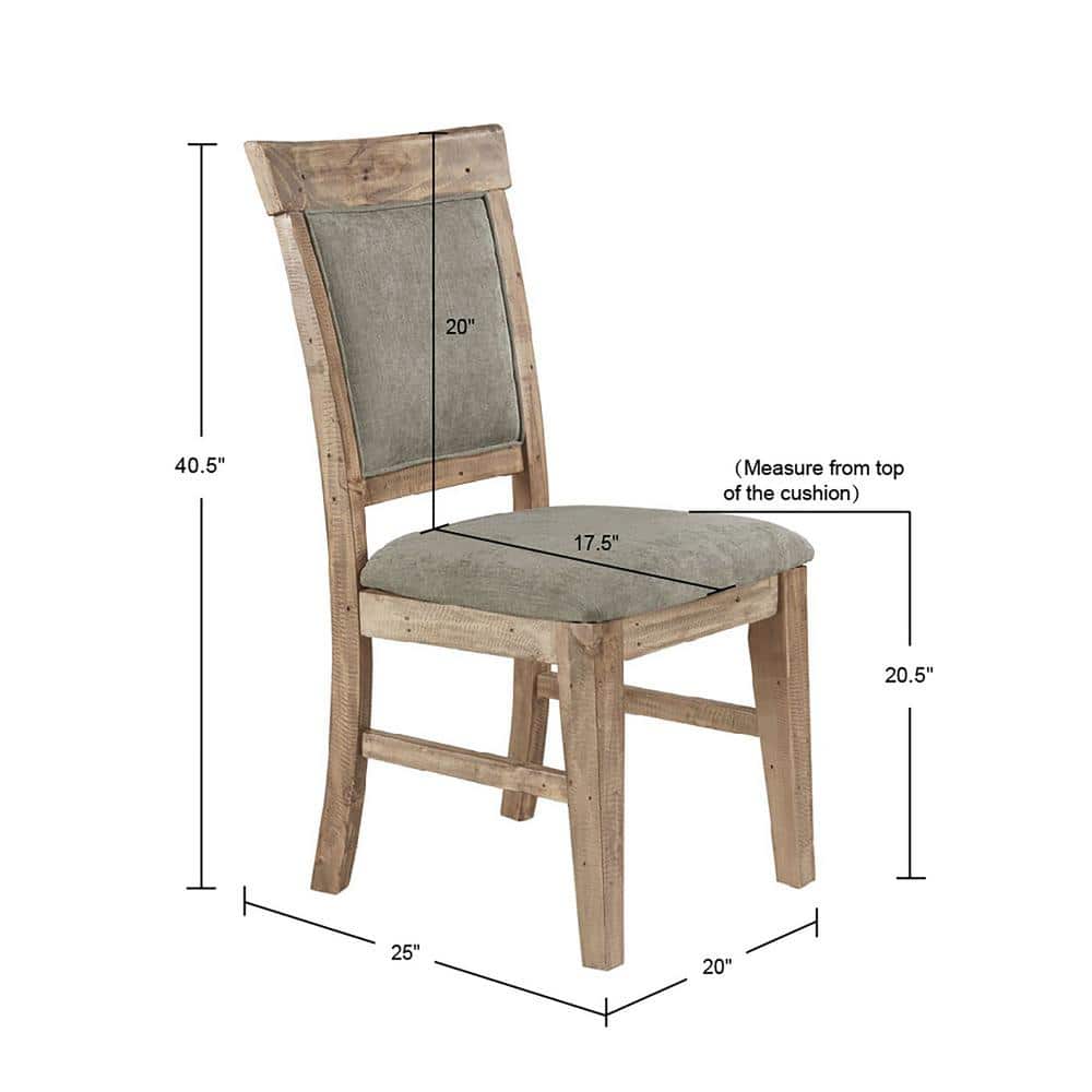 Oliver Rustic Linen & Weathered Wood Side Chair Set, Gray