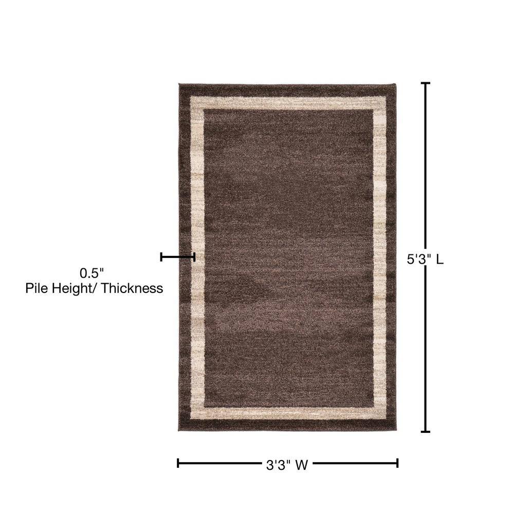 Tufted Brown/Ivory Synthetic Rectangular Easy-Care Rug