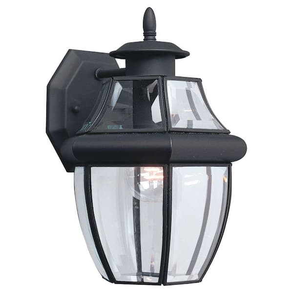 Lancaster 1-Light Traditional Black Outdoor Wall Lantern Sconce