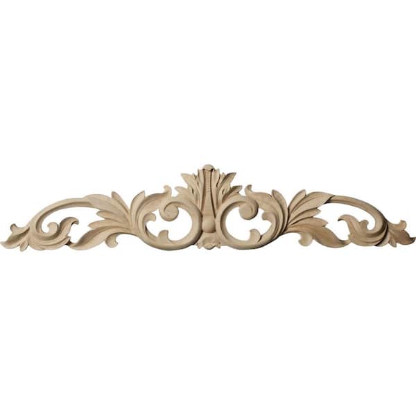 Ekena Millwork 3/4 in. x 24-3/4 in. x 5-1/8 in. Lindenwood Medium Green Leaf Center with Scrolls