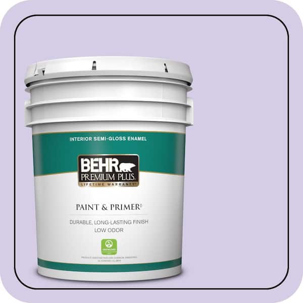 BEHR PREMIUM PLUS 5 gal. #640A-3 Potentially Purple Semi-Gloss Enamel Low Odor Interior Paint & Primer