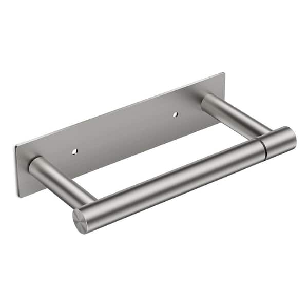 Bathroom Double Post Pivoting Toilet Paper Holder Adhesive or Wall Mounted Options Wall Mounted Stainless Steel