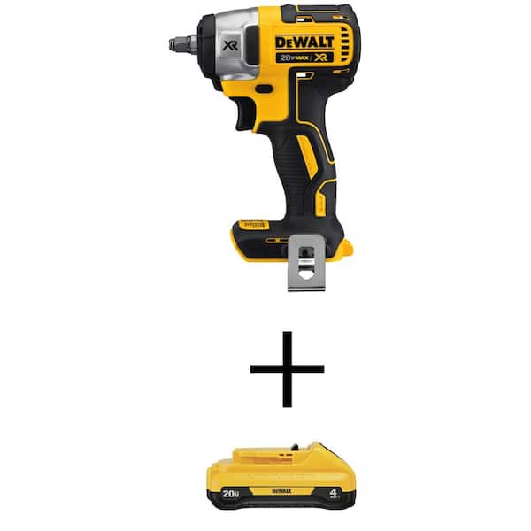 DEWALT 20V MAX XR Cordless Brushless 3/8 in. Compact Impact Wrench with 20V MAX 4.0Ah Compact Lithium-Ion Battery