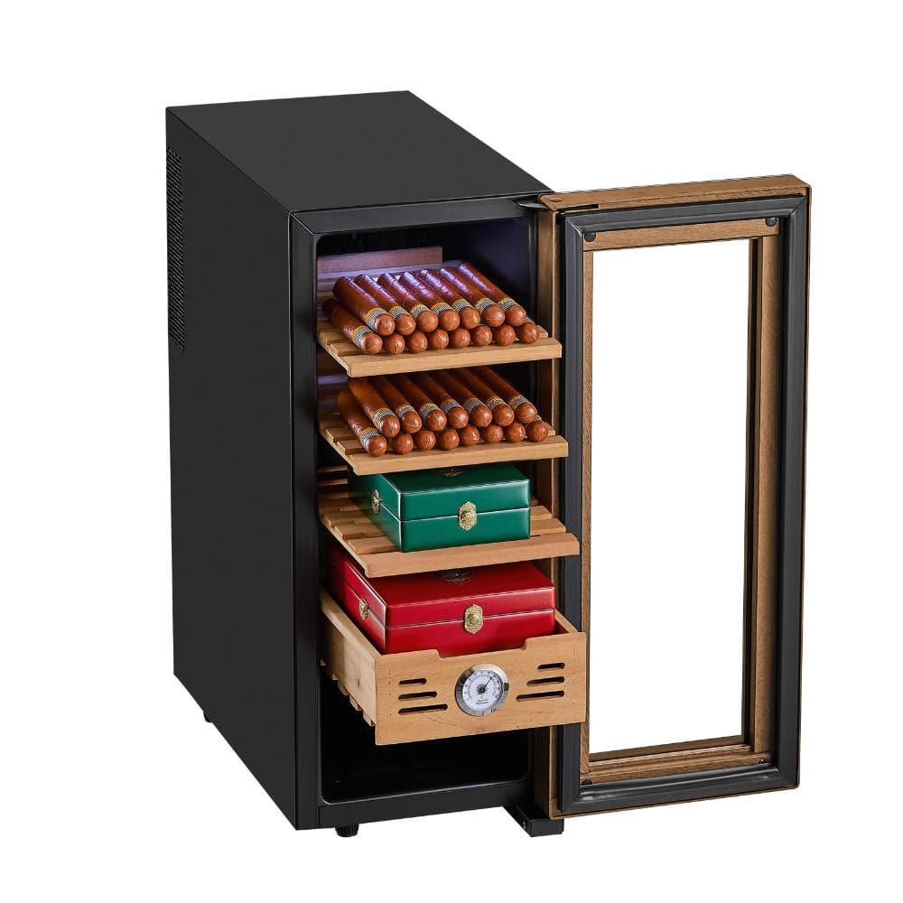 Electric Cigar Humidor Cabinet 33 L, 250-Count Cooler with Temperature Control, Spanish Cedar Shelves, 4 Layers