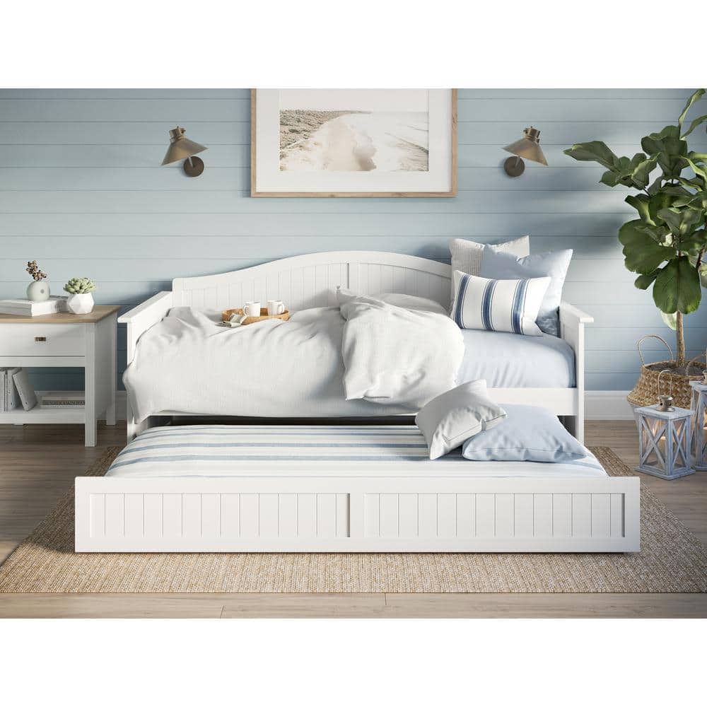 Nantucket White Twin Wood Daybed with Trundle and Storage