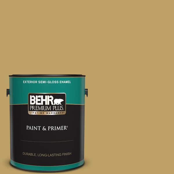 BEHR PREMIUM PLUS 1 gal. #360F-5 Desert Moss Semi-Gloss Enamel Exterior Paint & Primer