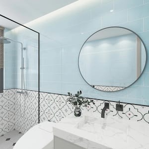 Morning Sky Blue 6 in. x 12 in. x 8mm Glass Subway Wall Tile (5 sq. ft./Case)