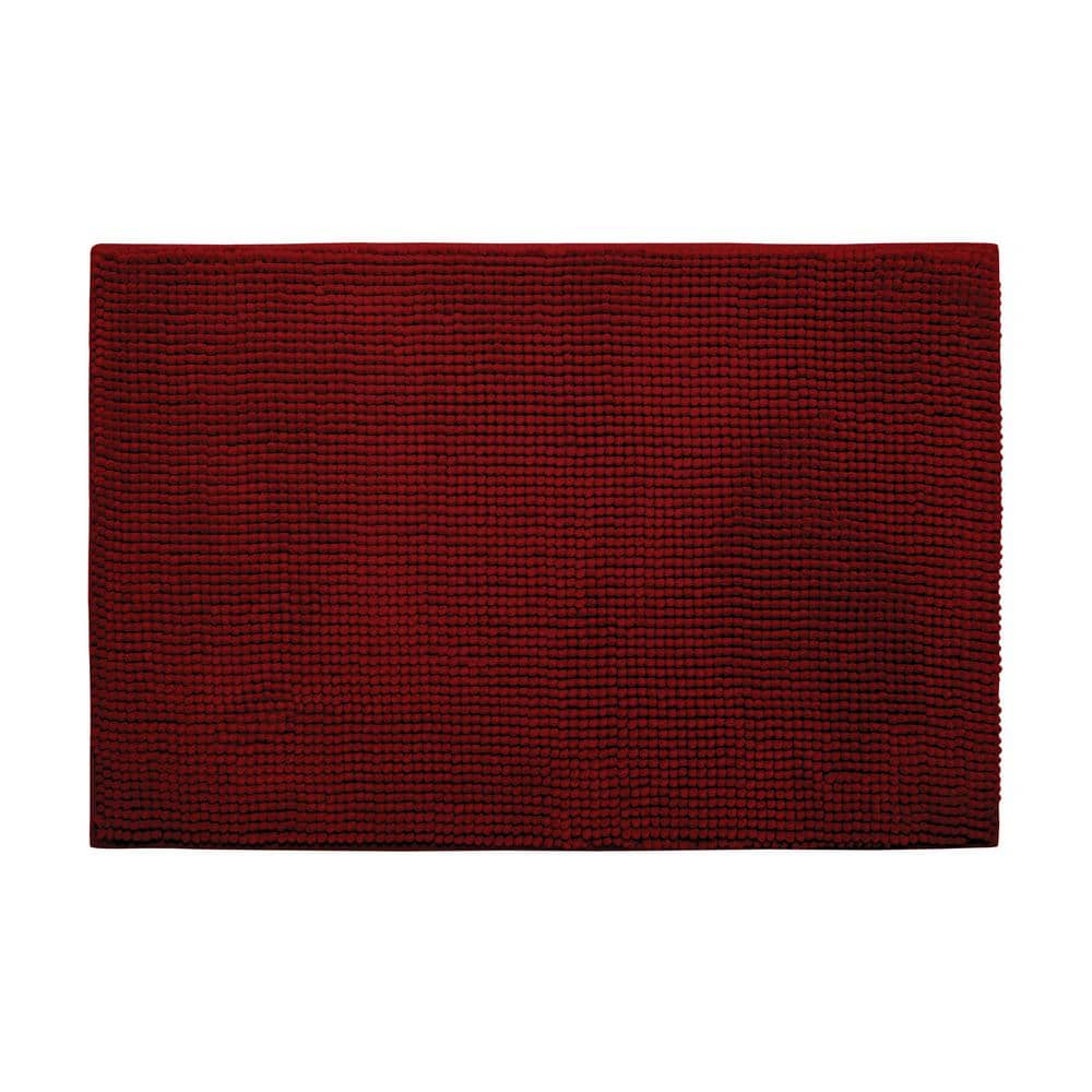 Plush Chenille Red 20 in. x 30 in. Memory Foam Bath Mat