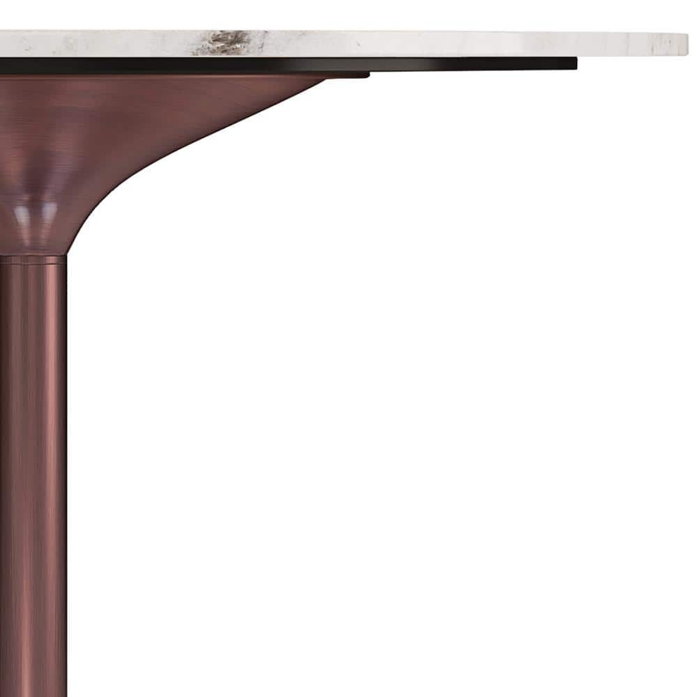 Osborne 36" Round White Marble Dining Table with Copper Base