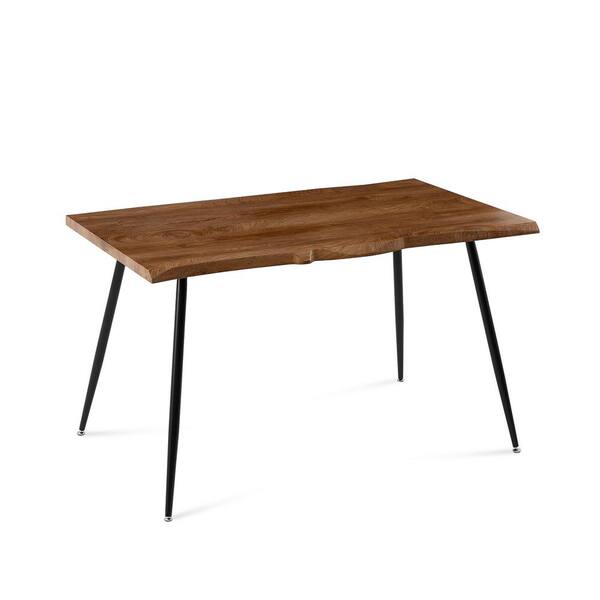 Designer Plastic 90cm Dining Table in Black & Walnut Wood Legs