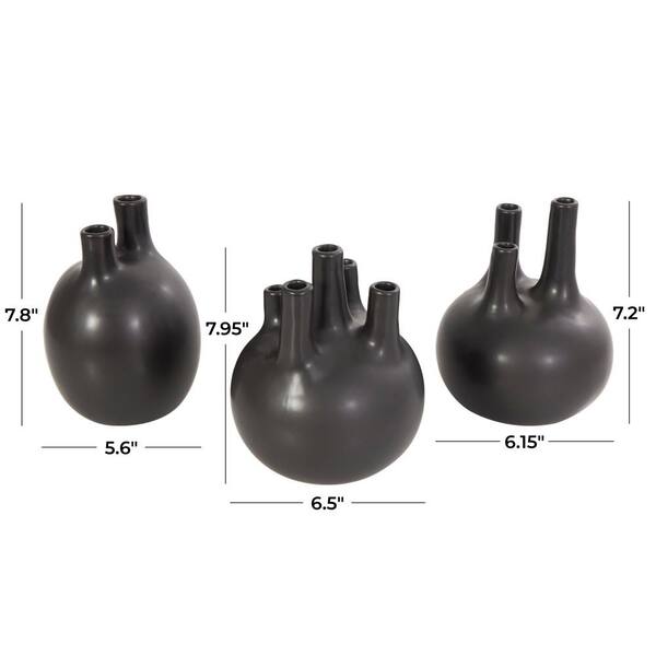 CosmoLiving by Cosmopolitan Black Round Bud Ceramic Decorative