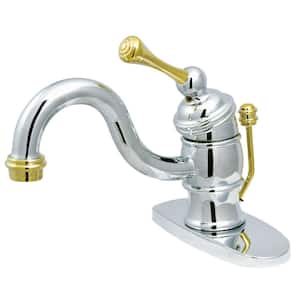 Victorian Single Hole Single-Handle Bathroom Faucet in Chrome and Polished Brass