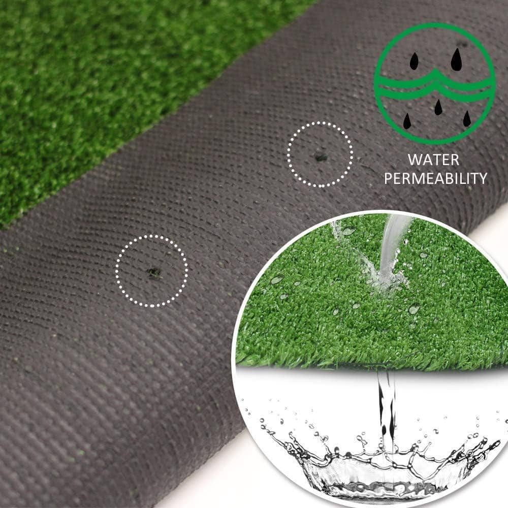 Realistic Green Artificial Grass Mat with Drainage Holes, 5x8 ft