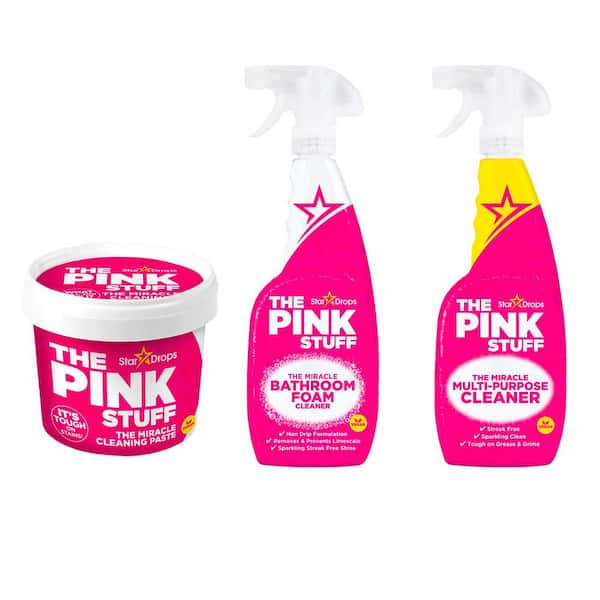 The Pink Stuff 750 ml Multi-Purpose Liquid Cleaner, 750 ml Bathroom Liquid Foam Cleaner and 500 G Paste Bundle