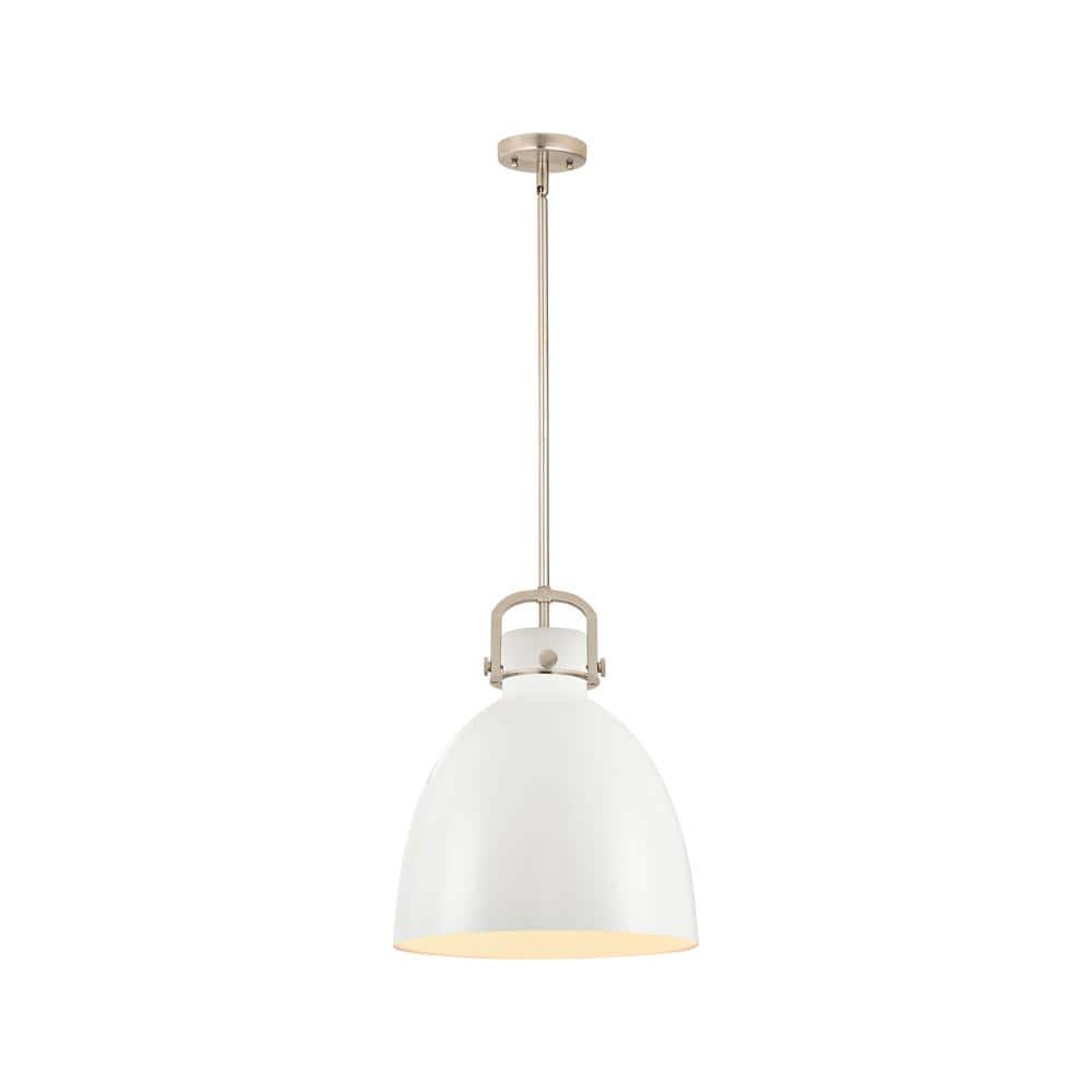 Newton Bell 100-Watt 1-Light Satin Nickel Shaded Mini Pendant Light with Metal Shade price history on PriceWatchPro