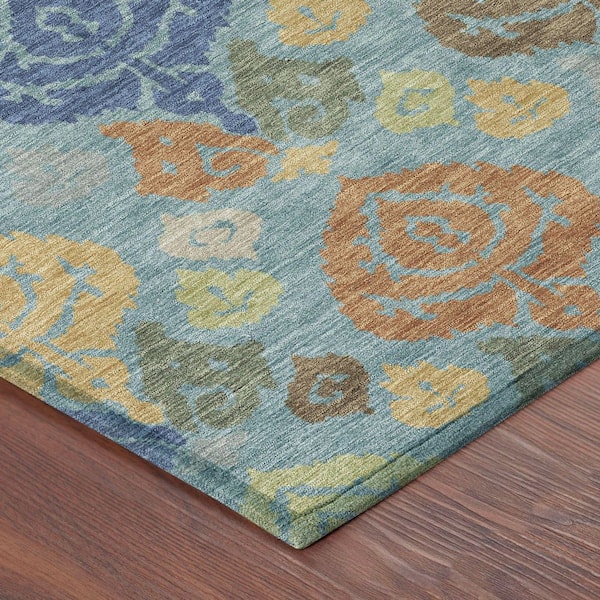 Chantille Machine Washable Indoor/Outdoor Abstract ACN2460 Teal 3 ft. x 5 ft. Area Rug