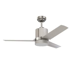 TRINITY 44 in. Integrated LED Indoor Nickel Ceiling Fan with White Polycarbonate (PC) Plastic Shade