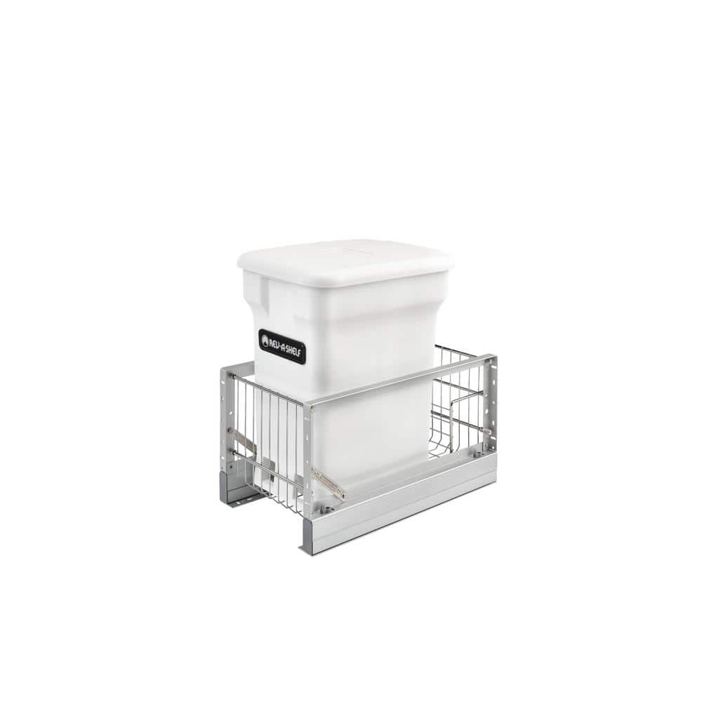 Rev-A-Shelf Aluminum Pull-Out White Compost Bin -  5349-15CKWH-1