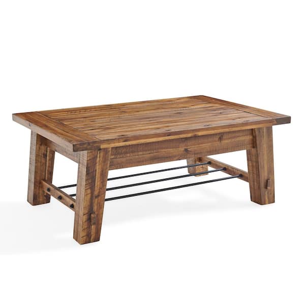 Alaterre Furniture Durango 48 in. Brown Rectangle Wood Top Coffee Table with Shelf