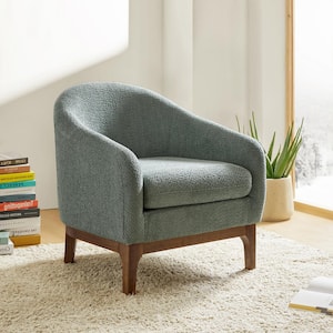 Cillian Modern Sage Boucle Accent Chair with Solid Wood Legs