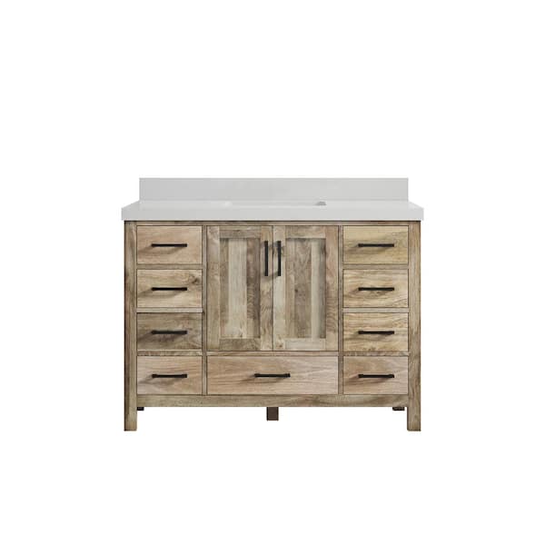 Willow Collections Malibu Mango 48 in. W x 22 in. D x 36 in. H Bath Vanity in Natural with 2 in. Carrara Quartz Top