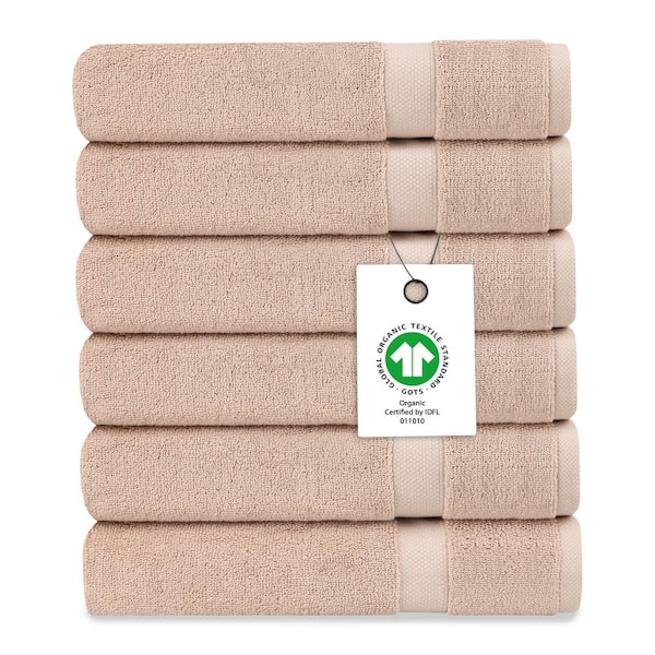 Delara Rose Dust Solid 100% Organic Cotton Luxuriously Plush Wash Cloth (Set of 6)