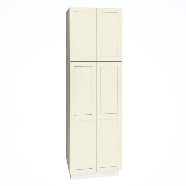 Quick Ship Cottage 30 in. W x 24 in. D x 96 in. H Assembled Plywood Shaker 2-Door Pantry Kitchen Cabinet in Starlight
