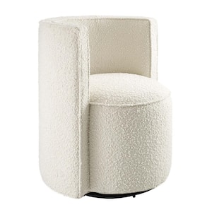Della Boucle Fabric Swivel Chair in Ivory