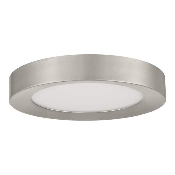 Home Decorators Collection Calloway 11 in. Brushed Nickel Integrated LED 5CCT Flush Mount