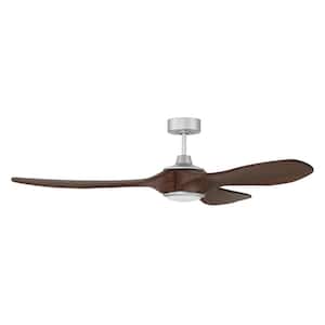 Envy 60 in. Indoor/Outdoor Dual Mount Painted Nickel Ceiling Fan with Smart Wi-Fi Enabled Remote & Integrated LED Light