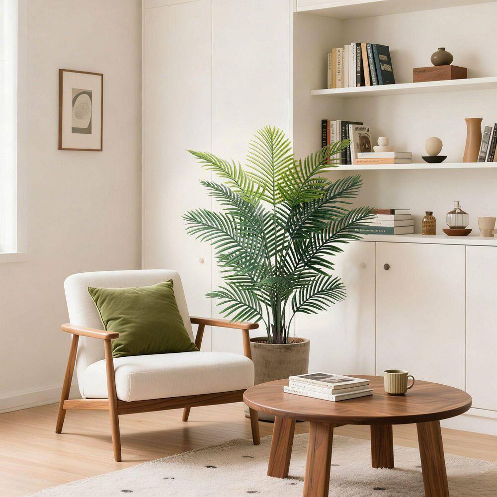 4ft Artificial Areca Palm Plant with Realistic Trunks Fake Palm Plant for Indoor Outdoor Modern Decor price history on PriceWatchPro