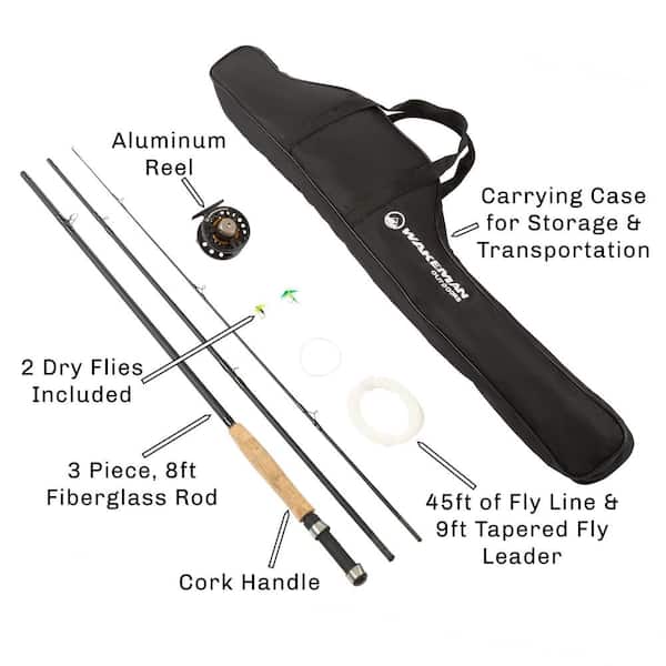 Wakeman Outdoors Collapsible 97 in. Fiberglass Fly Fishing Rod and Reel  Combo (3-Piece) HW5000029 - The Home Depot