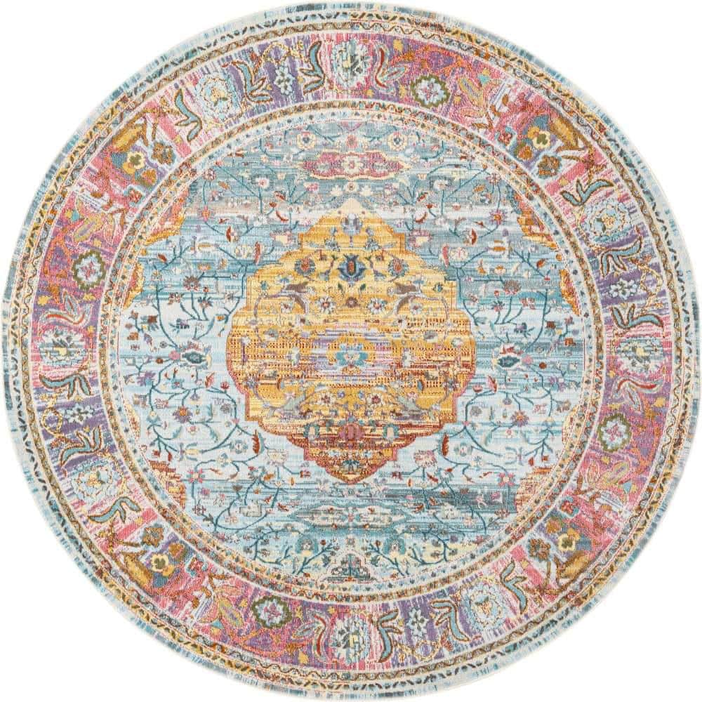 Baracoa Collection Area Rug - Miramar (8 ft.  Round Light Blue/Blue) price history on PriceWatchPro