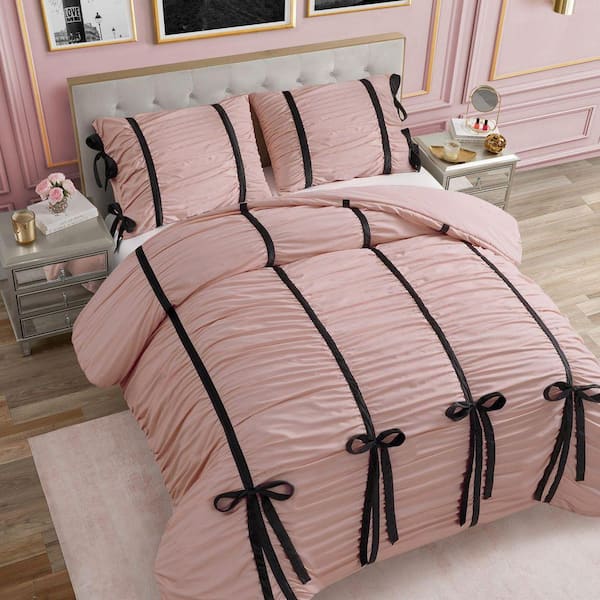 TenderSweet ダブルカバーセット ピンク フレンチスウィート JUICY COUTURE Amelie Bows 2-Piece Light Pink Novelty Microfiber