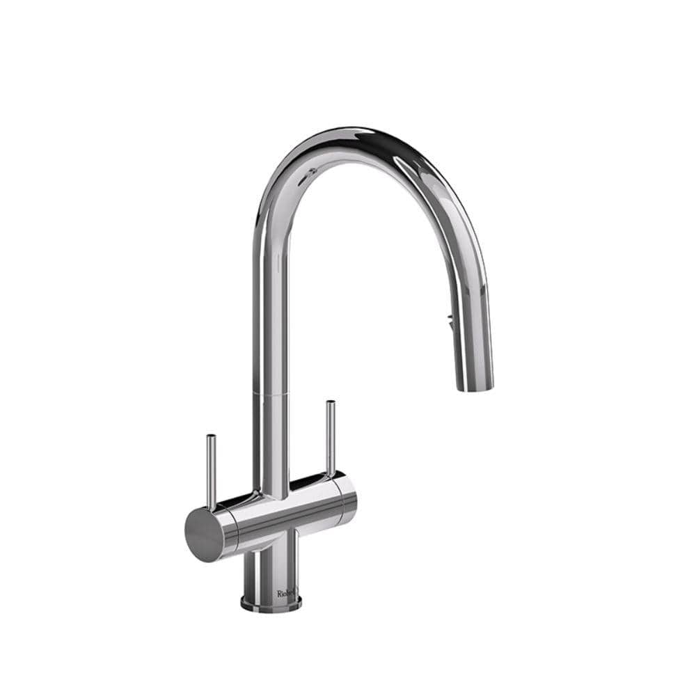 RIOBEL Azure Double Handle Pull Down Sprayer Kitchen Faucet with