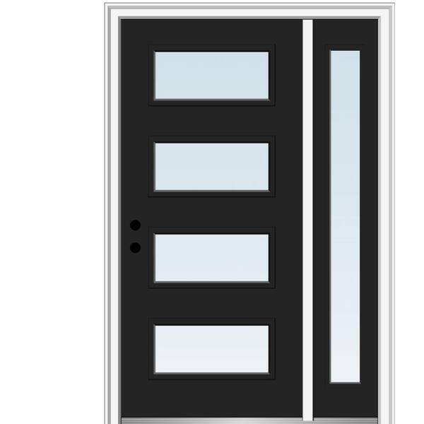 MMI Door 53 in. x 81.75 in. Celeste Clear Low-E Glass Right-Hand 4-Lite Eclectic Painted Steel Prehung Front Door with Sidelite