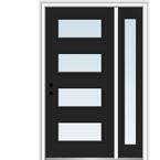 51 in. x 81.75 in. Celeste Clear Low-E Glass Right-Hand 4-Lite Eclectic Painted Steel Prehung Front Door with Sidelite