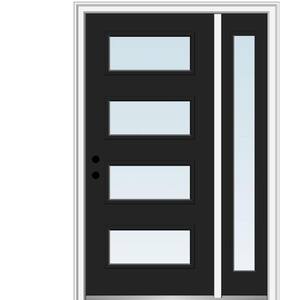 51 in. x 81.75 in. Celeste Clear Low-E Glass Right-Hand 4-Lite Eclectic Painted Steel Prehung Front Door with Sidelite