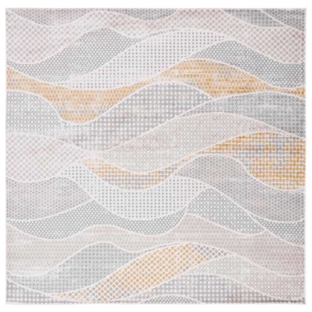 SAFAVIEH Skyler Collection Gray Beige/Gold 7 ft. x 7 ft. Abstract
