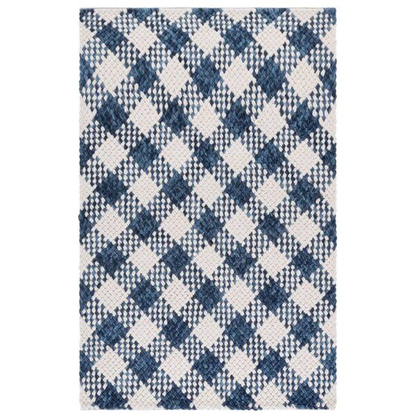 Natural Fiber Couture 4 ft. x 6 ft. Navy/Ivory Check Area Rug