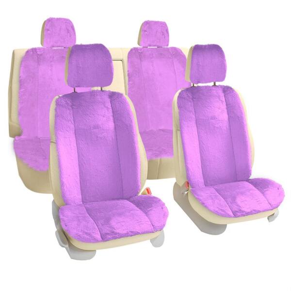FH Group Doe16 Faux Rabbit Fur Car Seat Cushions 22 in. x 20 in. x 4.7 in. Rear Set, Purple