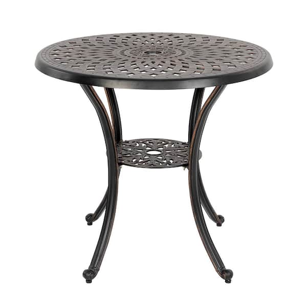 Black Cast Aluminum Round Outdoor Dining Bistro Table